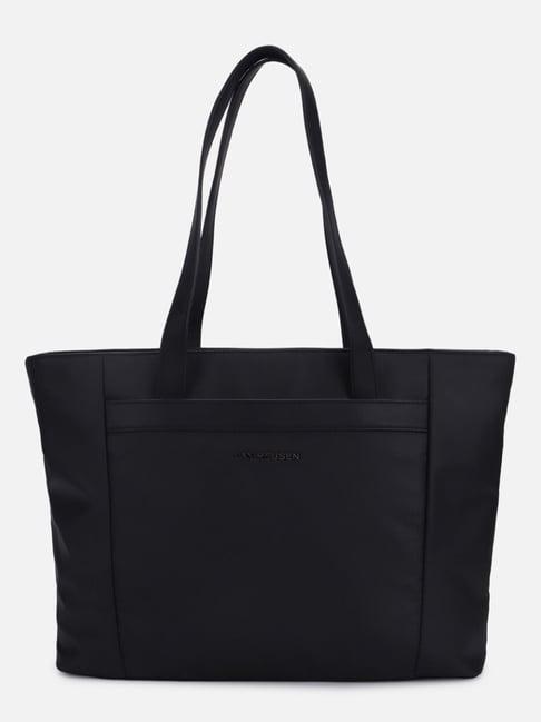 van heusen black pu solid tote handbag