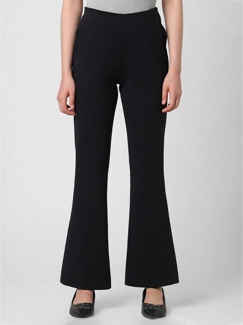 van heusen black regular fit mid rise trousers