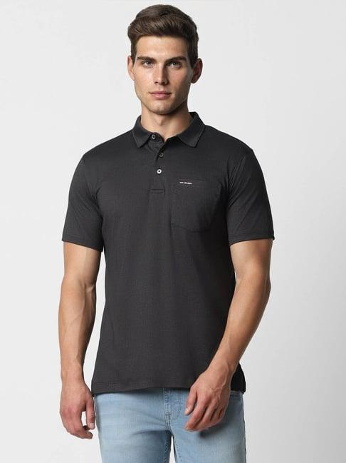 van heusen black regular fit polo t-shirt