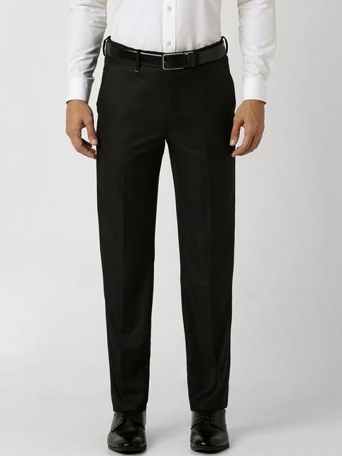 van heusen black regular fit trousers