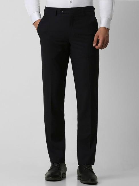 van heusen black slim fit checks trousers