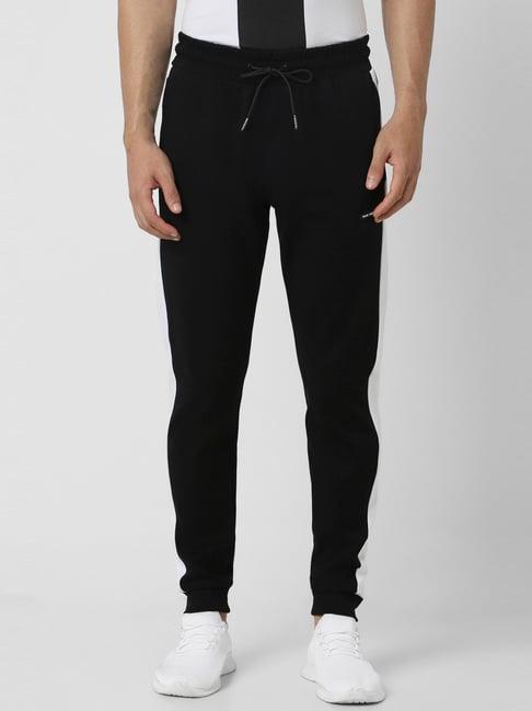 van heusen black slim fit colour block joggers