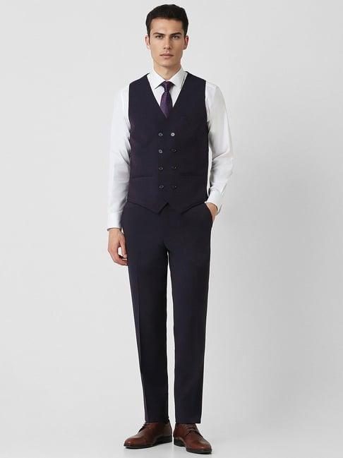 van heusen black slim fit texture four piece suits