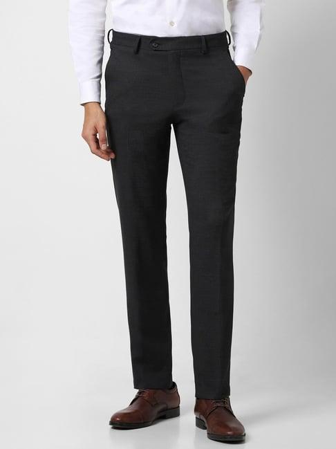 van heusen black slim fit trousers