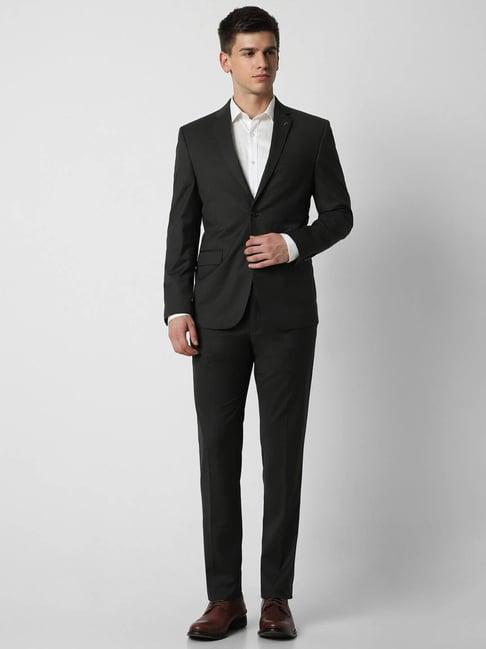 van heusen black slim fit two piece suit