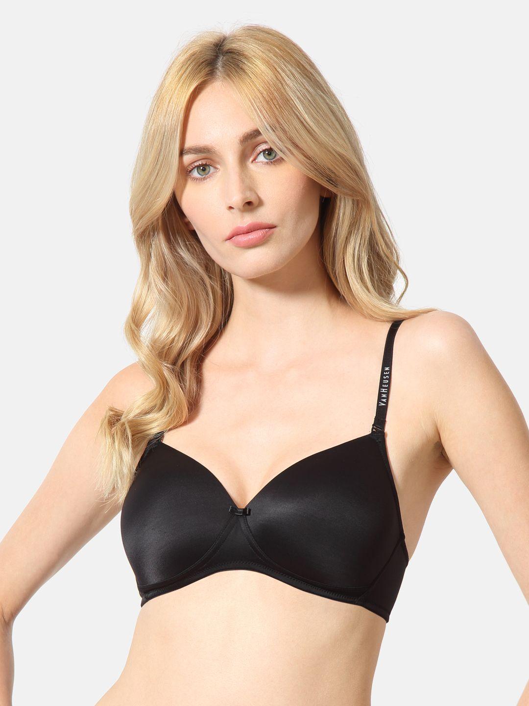 van heusen black solid non-wired lightly padded t-shirt bra ilibralxsxd22001