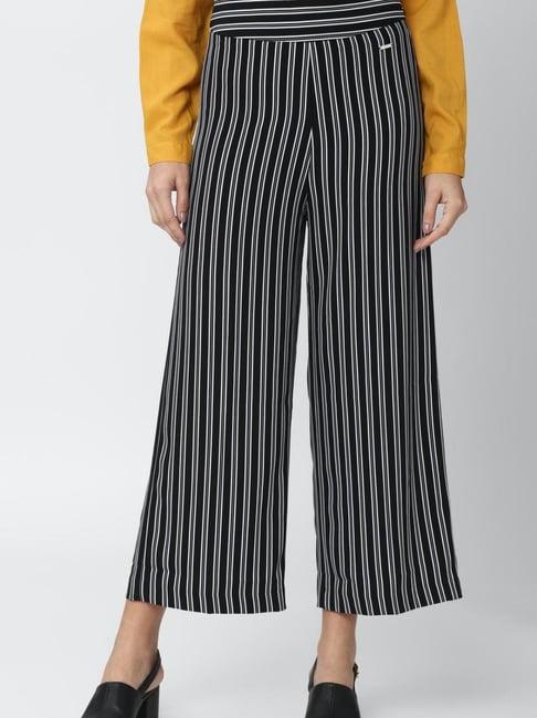 van heusen black striped trousers
