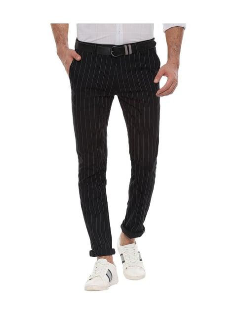 van heusen black stripes slim fit trouser