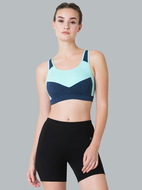 van heusen blue & mint green cotton color-block sports bra