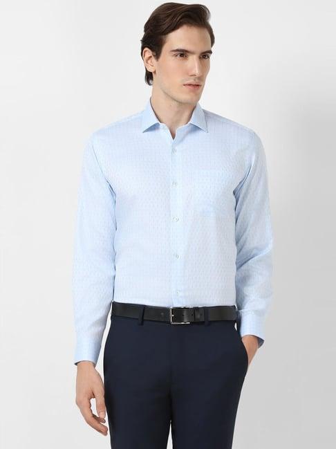 van heusen blue cotton regular fit checks shirt