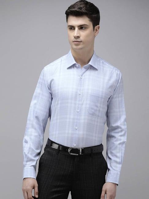 van heusen blue cotton regular fit checks shirt