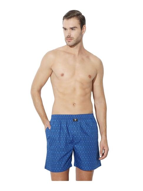 van heusen blue cotton regular fit printed boxers