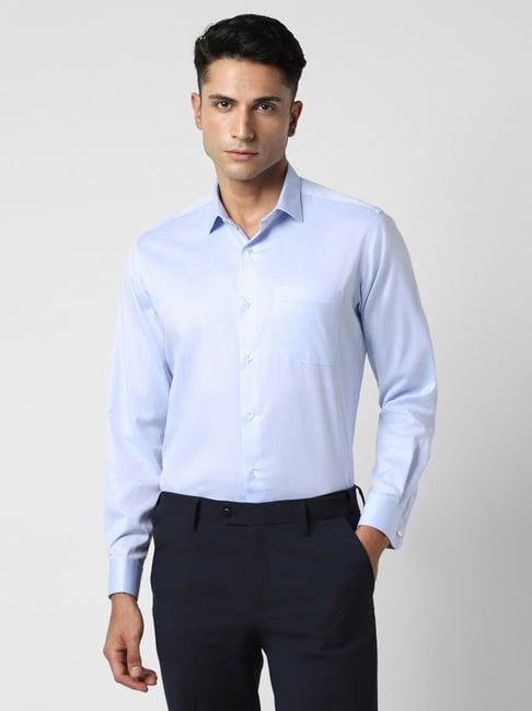 van heusen blue cotton regular fit shirt