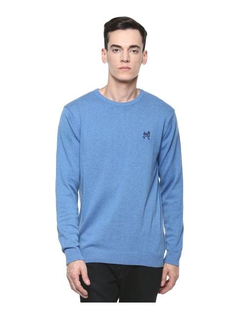 van heusen blue cotton regular fit sweater