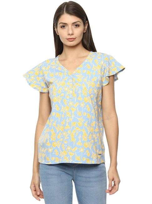 van heusen blue floral print top