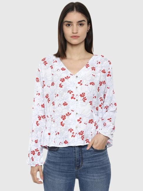 van heusen blue floral print top