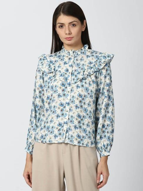 van heusen blue floral print top