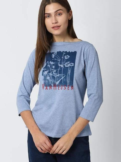 van heusen blue graphic print top