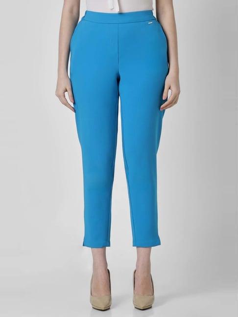 van heusen blue mid rise formal trouser