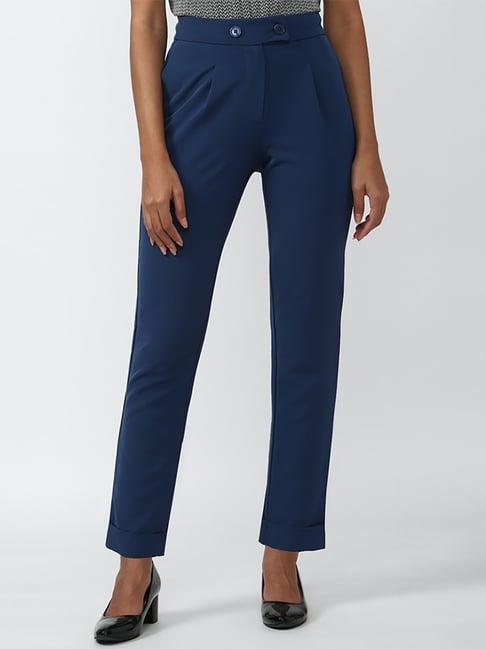 van heusen blue mid rise trousers