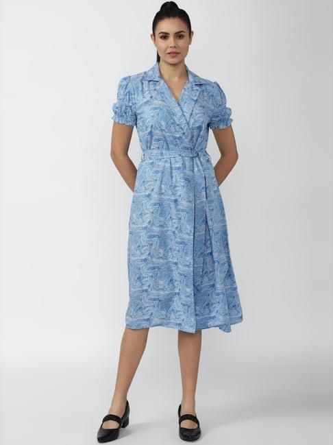 van heusen blue printed a-line dress