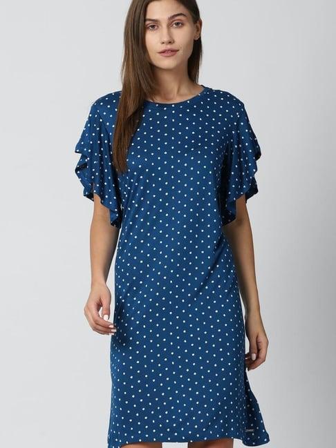 van heusen blue printed dress