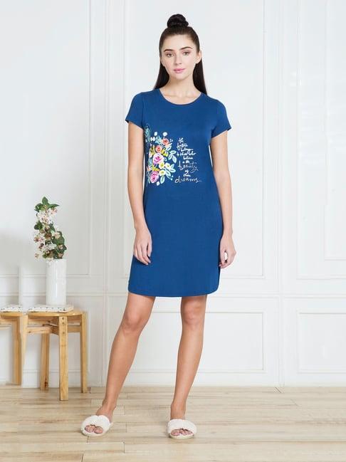 van heusen blue printed t-shirt night dress