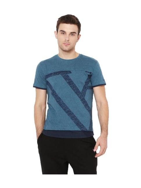 van heusen blue printed t-shirt