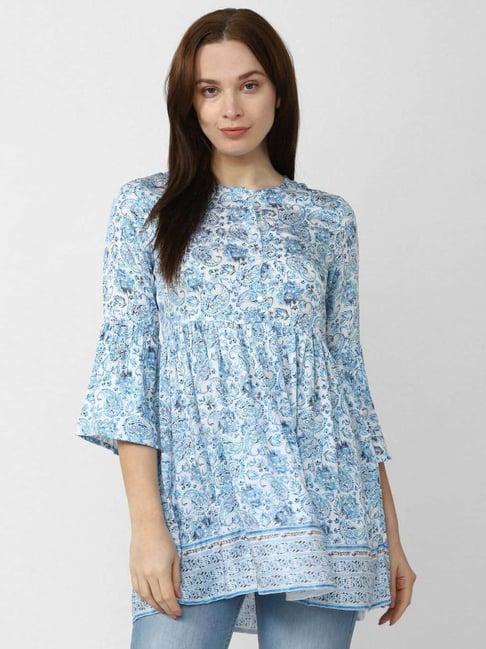 van heusen blue printed tunic