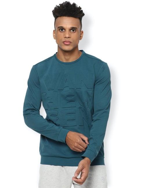 van heusen blue regular fit self pattern sweatshirt