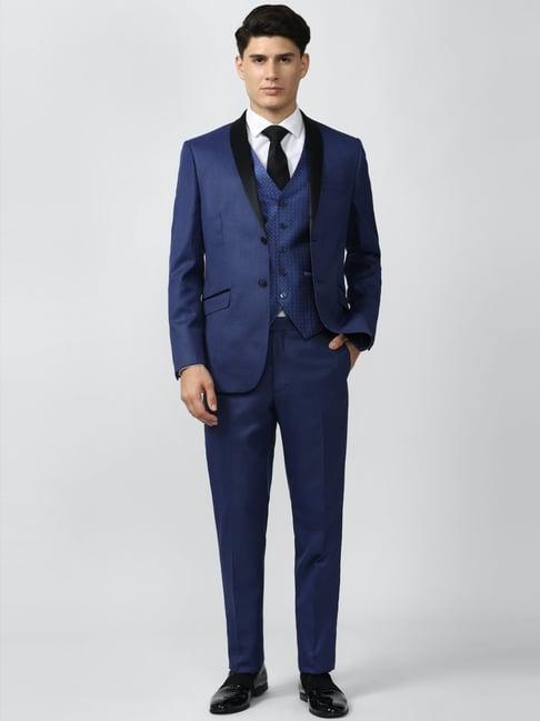 van heusen blue slim fit sef three piece suit