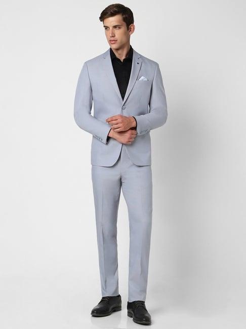 van heusen blue slim fit self pattern two piece suit