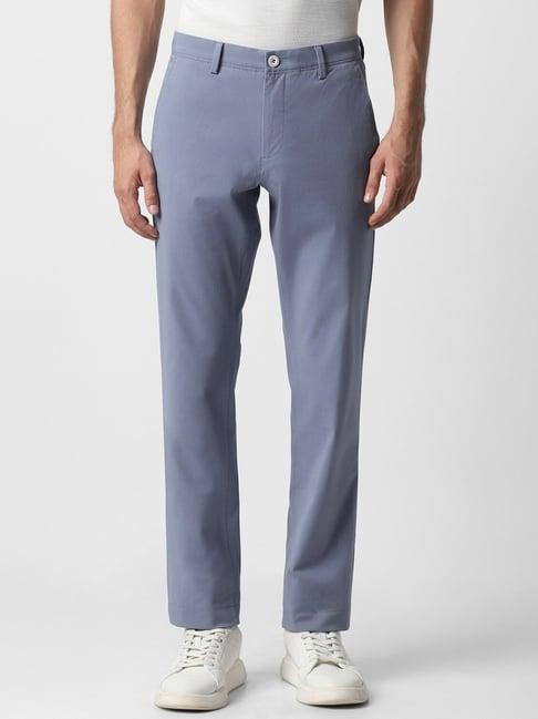 van heusen blue slim fit trousers