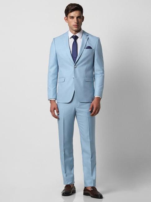 van heusen blue slim fit two piece suit
