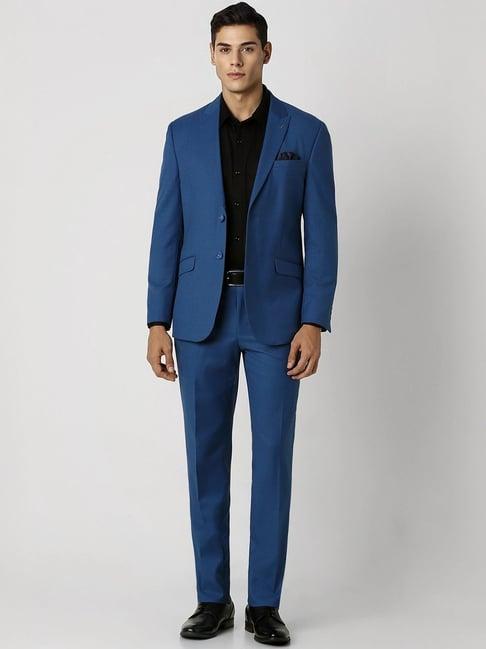 van heusen blue slim fit two piece suit