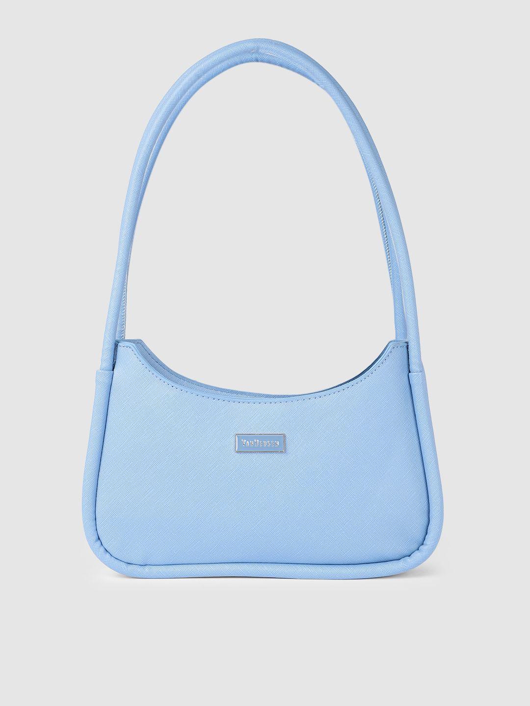 van heusen blue solid structured shoulder bag