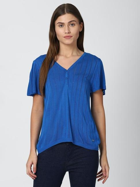 van heusen blue striped top