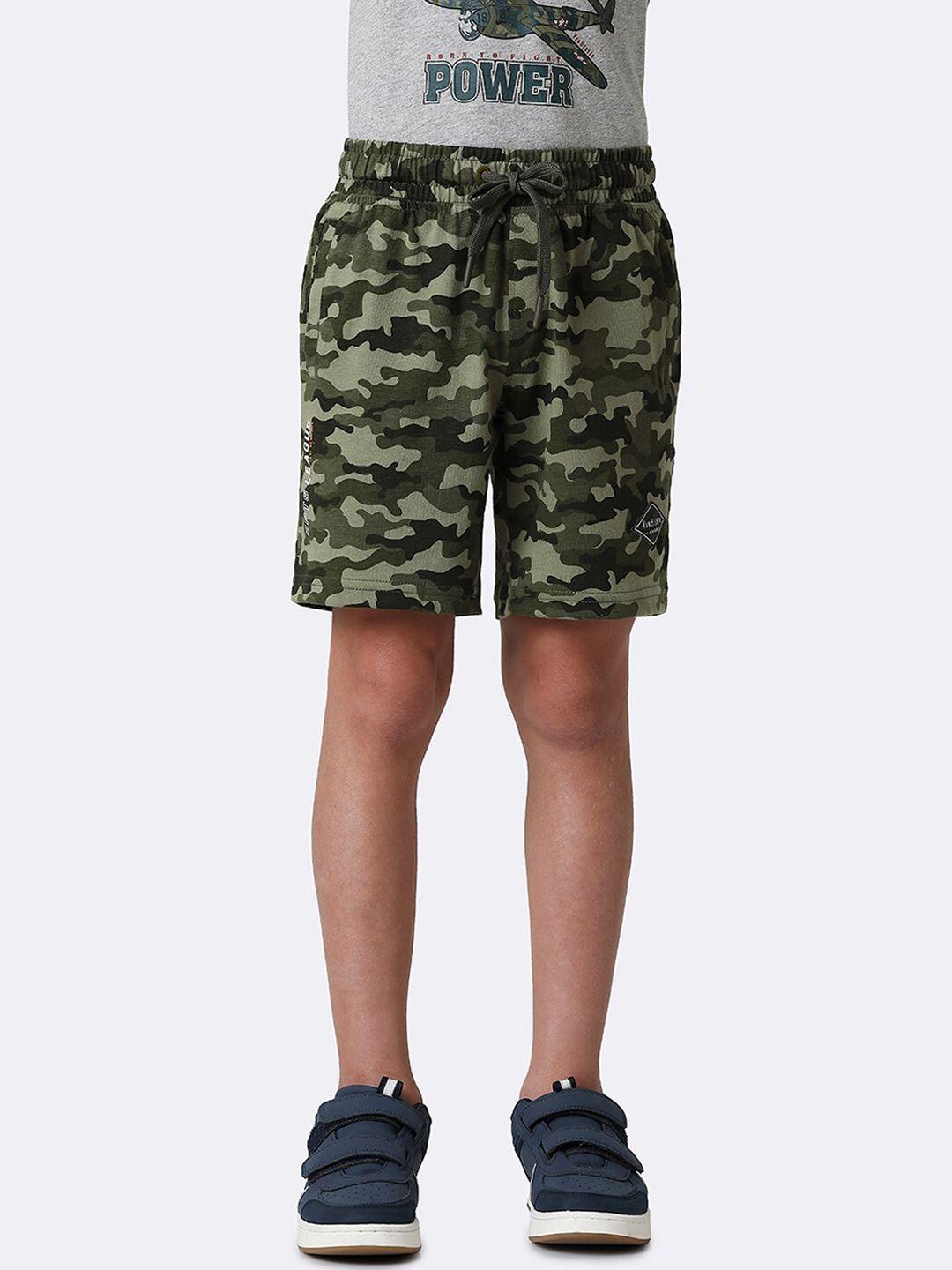 van heusen boys camouflage printed mid-rise cotton shorts