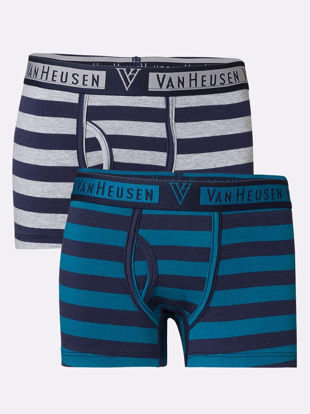 van heusen boys pack of 2 striped anti-bacterial pure cotton trunks