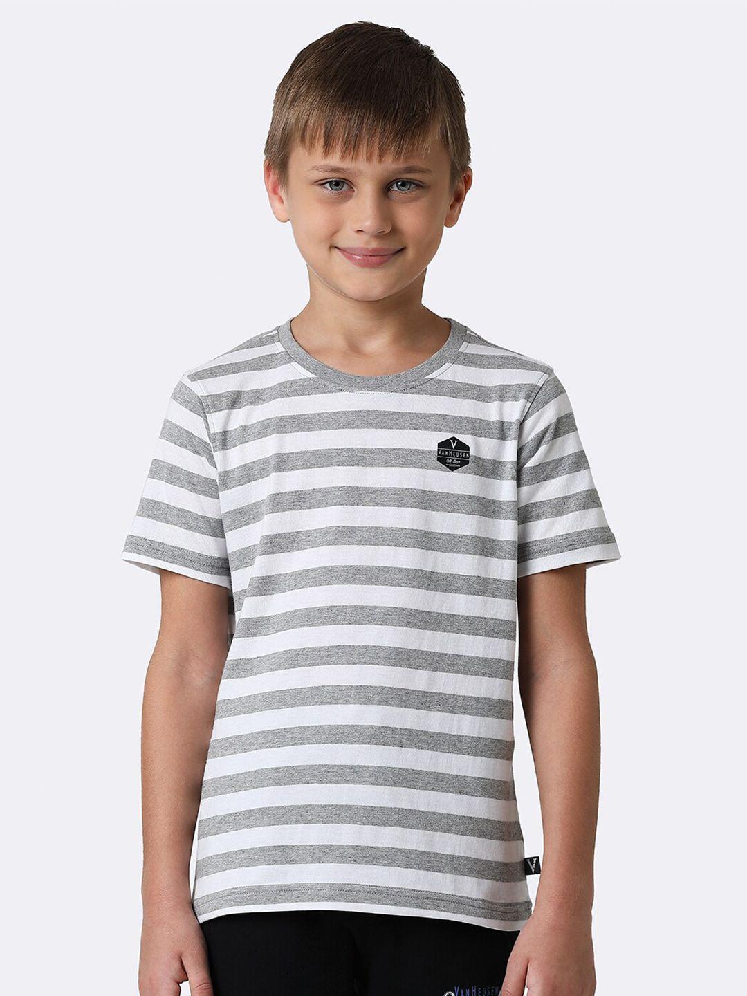 van heusen boys white striped applique t-shirt