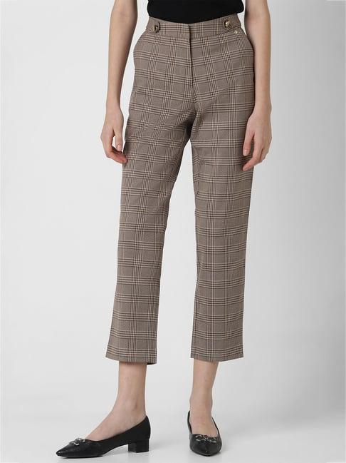 van heusen brown checks trousers