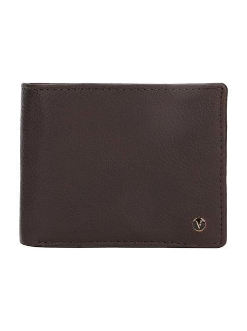 van heusen brown leather bi-fold wallet for men