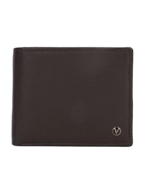 van heusen brown leather bi-fold wallet for men