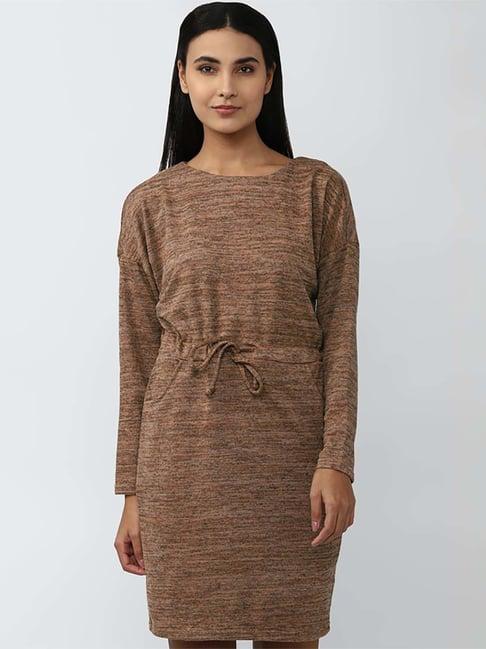 van heusen brown printed shift dress