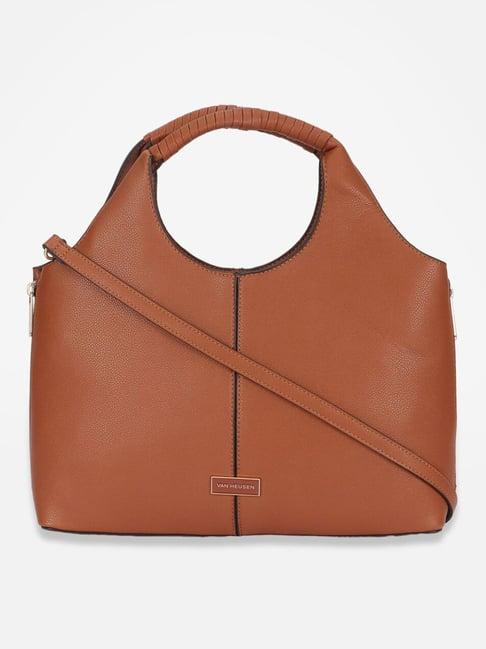 van heusen brown pu solid hobo handbag