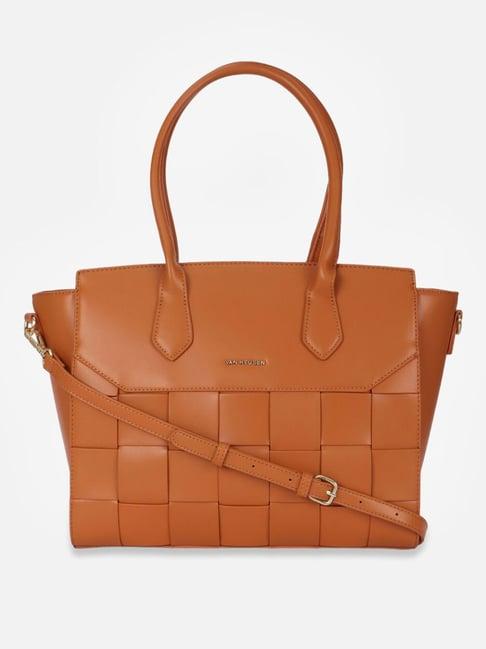 van heusen brown pu textured shoulder handbag