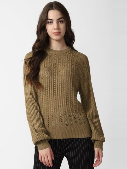 van heusen brown self pattern sweater