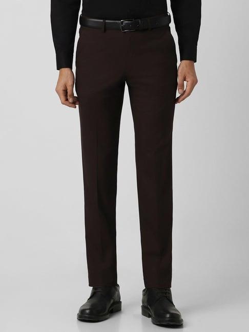 van heusen brown slim fit trousers