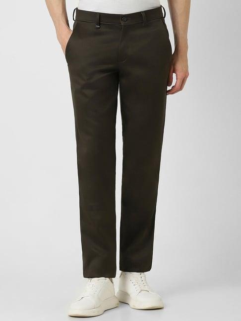 van heusen brown slim fit trousers