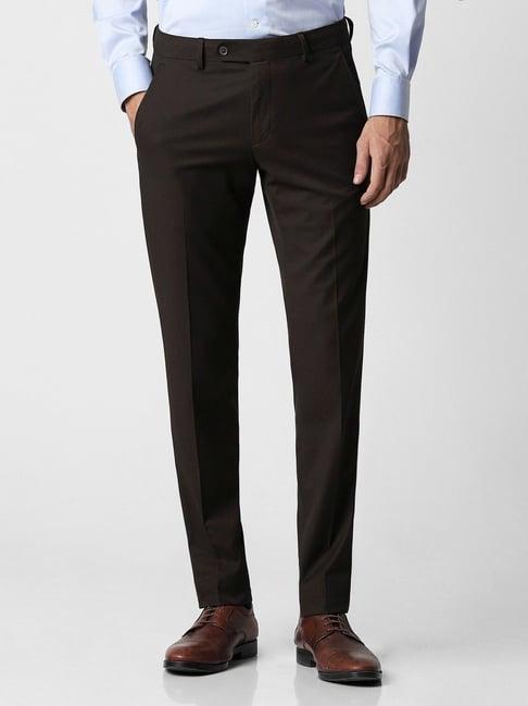 van heusen brown slim fit trousers